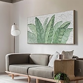 preiswerte Stillleben-Gemälde-großes handgemachtes Ölgemälde mit grünen Blättern, handgemalte Wandkunst, 100 % handgemachtes Ölgemälde, handgemaltes abstraktes Bananenblatt-Ölgemälde, tropisches Ölgemälde, Wandkunst, modernes
