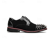 economico Formale-scarpe derby da uomo - misto pelle sintetica e pelle scamosciata con dettagli rivettati, eleganti calzature casual da uomo, perfette per ufficio, feste e uso quotidiano