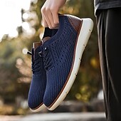 preiswerte Sneaker für Herren-Atmungsaktive Strick-Sneaker für Herren mit Kunstlederakzenten – stylische, leichte Sportschuhe für die Freizeit und den Komfort im Alltag