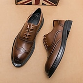 economico Formale-scarpe brogue in similpelle marrone da uomo - calzature formali eleganti e resistenti per lavoro, ufficio ed eventi speciali