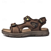 voordelige Casual sandalen-Bruine sportsandalen voor heren met verstelbare klittenbandsluitingen, ademend ontwerp en duurzame zool voor buiten, wandelen en casual zomerkleding
