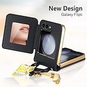 cheap Samsung Cases-Phone Case For Samsung Galaxy Z Flip 6 Z Flip 5 Z Flip 4 Z Flip 3 Back Cover Mirror Shockproof Retro PU Leather