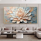 お買い得  花/植物画-手作りのオリジナル 3D インパスト テクスチャの花の油絵 キャンバスに描かれた抽象的な咲く花の壁アート 家の装飾用 枠付き/内枠なしの絵画