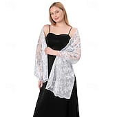 cheap Wedding Guest Wraps-Ladiery Sequin Floral Shawls and Wraps for Evening Dresses,Women sparkly Sheer Mesh Wedding Shawls for Evening Party