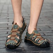 economico Sandali casual-Per uomo Sandali Scarpe fatte a mano Pelle crosta Traspirante Comodo Antiscivolo Con lacci intrecciali Giallo-marrone Nero Marrone
