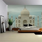 baratos tapeçaria de paisagem-Tapeçaria de Parede do Taj Mahal Paisagem Grande Tapeçaria Mural Decoração Fundo Fotográfico Cobertor Cortina Decoração para Casa Quarto Sala de Estar