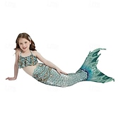 billiga Mermaid Baddräkt-Barn Flickor Badkläder för sjöjungfrun Baddräkt Helgdag Strand Vågar Semester Tropisk Baddräkter 4 år + Sommar Gul Rodnande Rosa