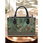 halpa Käsi- ja ostoslaukut-naisten vintage etninen toteemi kukkakuvioinen kantolaukku mustalla nahkakahvalla - elegantti brodeerattu muotoilu, täydellinen päivittäiseen käyttöön, arki- tai puolimuodollisiin tilaisuuksiin musta sininen vihreä