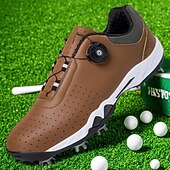 economico Scarpe da Golf da Uomo-scarpe da golf bianche da uomo con sistema di allacciatura Boa, suola chiodata, tomaia traspirante per comfort e stabilità sul campo da golf