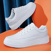 economico Casuale-sneakers da uomo in similpelle nera con suola ammortizzata, comodo design con lacci per un uso casual e quotidiano