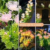 abordables Luces de paisaje-Lámpara de inserción de campo de flores junto al mar con energía solar para exteriores, 2 piezas, lámpara de decoración de césped para camino de jardín y patio, lámpara de decoración de ambiente de