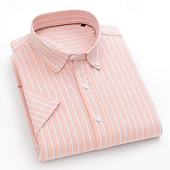 economico camicie oxford da uomo-Per uomo Camicie Camicia abbottonata Camicia Oxford Camicia non stirabile Camicia a righe Matrimonio Esterno Verde chiaro Blu Viola chiaro Arancione Manica lunga Colletto alla francese Estate