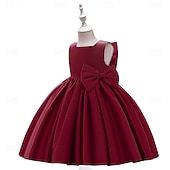 cheap Party Dresses-Kids Girls&#039; Party Dress Solid Color Sleeveless Special Occasion Princess Polyester Party Dress Summer Spring 3-10 Years Multicolor White Champagne