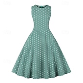 levne Šaty-Retro 50. léta Rockabilly Šaty Houpací šaty Puntíky Dámské Karneval Plesová maškaráda Denní nošení loučení se svobodou nevěsty Dospělé Šaty Šaty pro návrat domů