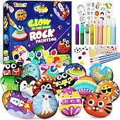 levne Party Supplies-Sada pro malování na skály – svítí ve tmě kamenná sada umění a řemesla pro děti ve věku 6–12 let výtvarné potřeby hračka pro děti řemesla sady barev umění  &amp; řemesla pro chlapce dívky narozeninovou