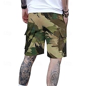 baratos Clássico-Homens Bermuda Cargo Shorts camuflados Calção Shorts de verão Com Cordão Cintura elástica Bolso multi Côr Camuflagem Conforto Vestível Comprimento do joelho Ao ar livre Esporte Diário Moda Casual