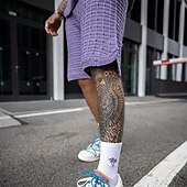 baratos Conjuntos de camisetas básicas masculinas-Homens Conjunto de shorts e camiseta Conjunto de T Sem Manga Crewneck Côr Sólida Roupa de Malha Tricotado Férias Roxo Bege Top Tee para Homens