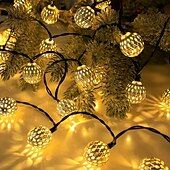 お買い得  ソーラーストリングライト-5m-20LED/6.5m-30LED 屋外ソーラーモロッコボールライトストリング 中庭 ガーデンフェンス バルコニーステップ フェスティバル ウェディング 雰囲気 装飾ライトストリング
