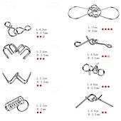 cheap Party Supplies-Metal Puzzle Game Set Educational Toy Game Unlock Iron Chain Toy Unlock Link Game Magic Toy Party Nine-Ring Puzzle Intelligence Buckle Lock Kongming Lock halloween christmas gift
