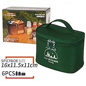 6-Piece Set Travel Spice Kit Spice Containers for Camping Portable Spice Kit Camping Salt Pepper Shakers Camping Spice Containers Seasoning Storage with Bag for Home Kitchen Camping BBQ Traveling 17