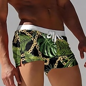 olcso Trópusi növények és virágok-Férfi Pálmafa levél Trópusi növények Úszónadrágok Deszkás short Úszónadrág Közepes csípő 3D mintás Hawaii Szörfözés Szabadság Tengerpart Zsinór hálós béléssel Rugalmas derék Tervező Ruházat