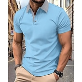 economico Polo classica da uomo-Per uomo Camicia da golf Golf Polo da golf Ufficio Informale Bavero Manica corta Essenziale Moderno Color Block Collage Bottoni Estate Primavera Standard Bianco Blu marino Azzurro cielo Cachi Camicia