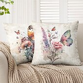 cheap Floral &amp; Plants Style-Rustic Floral Decorative Toss Pillows Cover 1PC Soft Square Couch Cushion Case Pillowcase for Bedroom Livingroom Sofa Chair