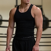 preiswerte Fitness Tank-Tops-Herren Tank Top Weste Unterhemd Ärmelloses Shirt Ärmellos Rundhalsausschnitt Sommer Einfach Mode Designer Basic Schnelltrocknend Urlaub Straße Ausgehen Hellgelb Schwarz Weiß Top T-Shirt für Herren