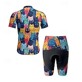 cheap Men's Clothing Sets-Men's Cycling Jersey with Shorts Short Sleeve Mountain Bike MTB Road Bike Cycling Summer Spring Autumn / Fall Navy Blue Royal Blue Blue Cat Bike Front Zipper Sweat wicking Comfortable Breathable