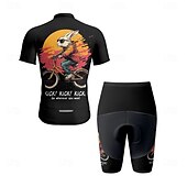 halpa Miesten vaatesarjat-Miesten Pyöräily jersey ja shortsit Lyhythihainen Maastopyöräily Maantiepyöräily Musta Piirretty Pyörä Spandex Urheilu Piirretty Vaatetus