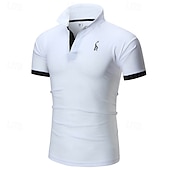 economico Polo classica da uomo-Per uomo Polo Camicia da golf Golf Informale Sport Classico Manica corta Essenziale Color Block Cervo Pulsante frontale Estate Primavera Standard Marrone Scuro Grigio scuro Nero Bianco Giallo Borgogna