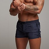 baratos calção de banho boxer masculino-Homens Calção Justo de Natação Shorts de Natação Bermuda de Surf Calças Com Cordão Com bolsos Natação Surfe Praia Esportes Aquáticos Cor Sólida Verão Primavera