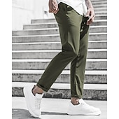 economico Chino-Per uomo Pantaloni Chino Pantaloni corti Pantaloni casual Bottoni Tasche Liscio Comfort Formale Feste Ufficio Di tendenza Classico Verde militare Nero Media elasticità