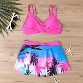 cheap Surfing Tankinis &amp; Bikinis-Women's Tankini Two Piece Swimsuit Ruffle Swimwear Swimwear Yellow Red Breathable Quick Dry Lightweight Sleeveless - Swimming Surfing Beach Summer Spring