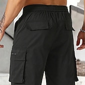 baratos Clássico-Homens Bermuda Cargo Calção Shorts de verão Com Cordão Cintura elástica Bolso multi Tecido Conforto Vestível Comprimento do joelho Ao ar livre Esporte Diário Moda Casual Preto Verde Claro