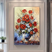 abordables Peintures fleurs/botaniques-Mintura fait à la main abstrait texture fleurs peintures à l&#039;huile sur toile art mural décoration moderne image pour la décoration intérieure roulé sans cadre peinture non étirée