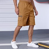 cheap Outdoor-Men&#039;s Cargo Shorts Shorts Summer Shorts Drawstring Elastic Waist Multi Pocket Plain Comfort Wearable Knee Length Outdoor Sport Daily Fashion Casual Black Navy Blue