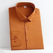 abordables chemises sans repassage pour hommes-Homme Chemise Chemise boutonnée Couleur unie Mariage Soirée Noir Blanche Jaune Vert Claire manche longue Revers Printemps Automne Vêtement Tenue Poche