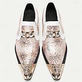 baratos Sapatos Sociais Elementares-Mocassins em Couro de Vaca Premium Masculinos com Design Floral em Lantejoulas e Detalhe de Fivela de Cristal com Ponta Dourada–Sapatos Slip-On de Luxo para Ocasiões Especiais e Vestuário Noturno