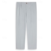 economico Vacanza-Per uomo Pantaloni di Lino Pantaloni Pantaloni Eleganti Pantaloni Estivi Pantaloni Larghi Tasca Frontale Gamba Dritta Semplice Comodità Traspirante Lunghezza intera Affari Quotidiano Ferie Vacanza