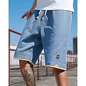 economico Pantaloncini casual-Per uomo Pantaloncini Pantaloncini estivi Pantaloncini casual Tasche A cordoncino Vita elastica Collage Comfort Traspirante Breve Esterno Da mare Sport Informale Nero Blu