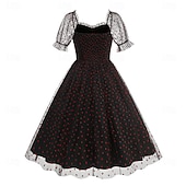 economico Vestiti-Anni 1950 Retrò Vintage Lunghezza al ginocchio Vestito Abito da tè Abito Swing Cuore Aderente &amp; Svasato Altalena a dondolo Costume Per donna Natale Carnevale Capodanno Ritorno a casa Casual