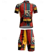 economico Set di abbigliamento da uomo-Per uomo Maglia da ciclismo con pantaloncini Manica Corta Mountain Bike MTB Ciclismo su strada Estate Primavera Autunno Nero Rosa Rosso A righe Lettere &amp; Numeri Bicicletta Cerniera Frontale