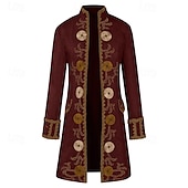 baratos Tops-Retro Vintage Punk e gótico Medieval Casaco Traje Cosplay Smoking Vampiros Cavalheiro Homens Pirata Real Steampunk Dia Das Bruxas Carnaval Baile de Máscaras Festa / Eventos Adulto Casaco