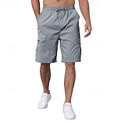 cheap Outdoor-Men&#039;s Cargo Shorts Shorts Summer Shorts Drawstring Elastic Waist Multi Pocket Plain Comfort Wearable Knee Length Outdoor Sport Daily Fashion Casual Black Navy Blue