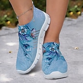 abordables Baskets femme-Baskets Flyknit à imprimé floral avec tige respirante, semelle légère et coupe confortable pour les promenades décontractées et les activités de plein air