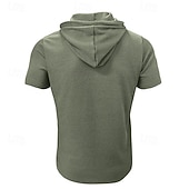 preiswerte Lässige T-Shirts für Herren-Herren T Shirt T-Shirt Kurzarmshirt Kurzarm Mit Kapuze Sommer Einfach Mode Designer Basic Knöpfe Urlaub Straße Ausgehen Wein Top T-Shirt für Herren