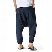abordables Retro-Hombre Persona que practica jogging Pantalones de algodón Pantalones Pantalones de playa Pantalones Harem Bolsillo Correa Cintura elástica Plano Comodidad Transpirable Vacaciones Diario Festivos