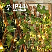 Недорогие Солнечные струнные светильники-5м-50 светодиодов наружная солнечная восходящая тигровая лоза зеленый лист медная проволока световая гирлянда двор сад свадьба фестиваль атмосфера украшение световая гирлянда