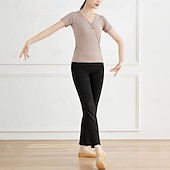 cheap Dance Basic-Activewear Top Pure Color Splicing Women&#039;s Performance Training Short Sleeve High Polyester